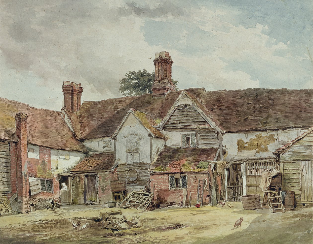 Eski Çiftlik Binaları, c.1815 (kağıt üzerinde grafit üzeri wc) by William Henry Hunt