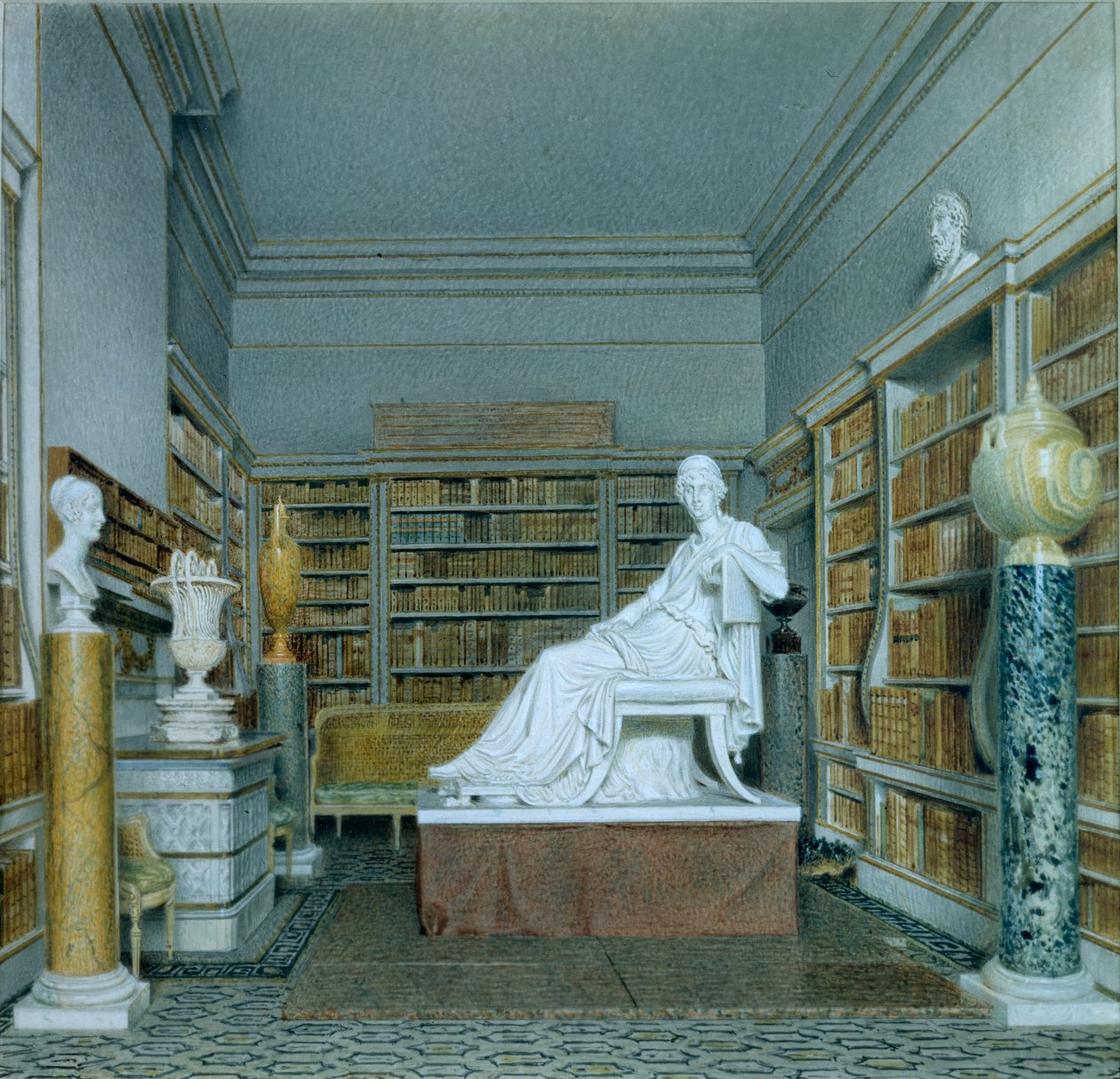 Eski Kütüphane, Chatsworth (kağıt üzerine sulu boya) by William Henry Hunt