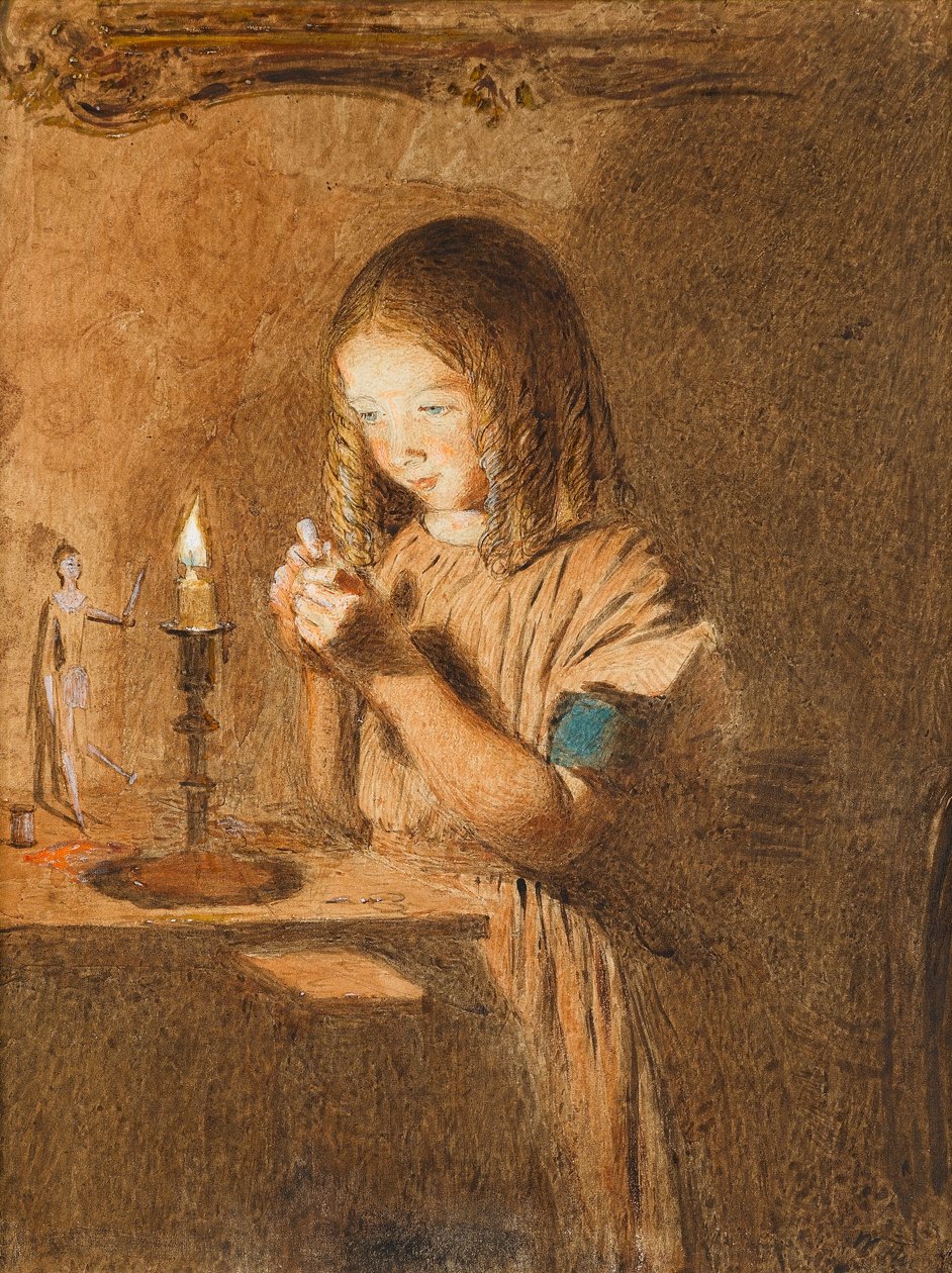 İğneye İplik Takma: Genç Terzi, c.1845 (kağıt üzerinde wc) by William Henry Hunt