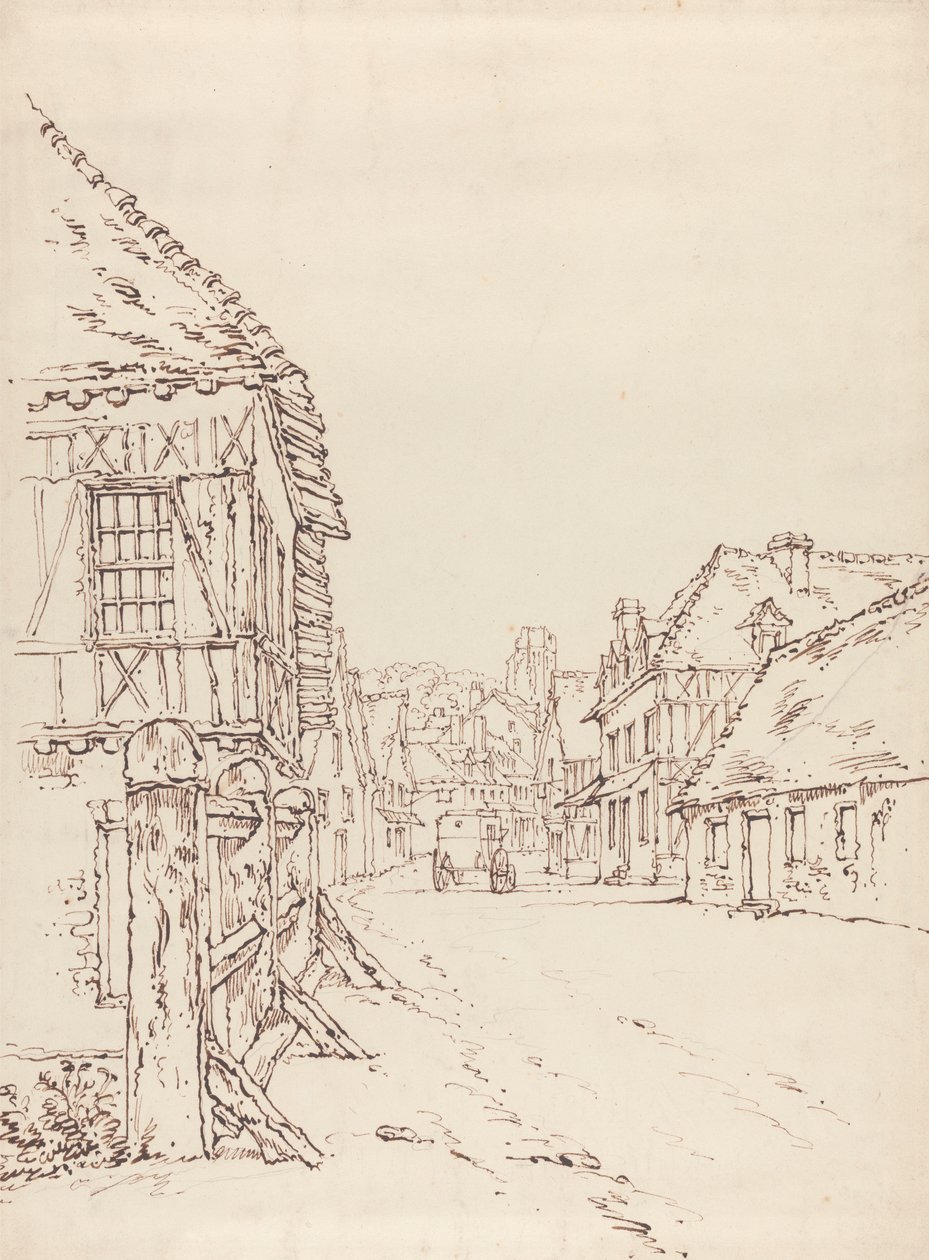 Bir Fransız Kasabasında Bir Sokak Görünümü by William Henry Hunt