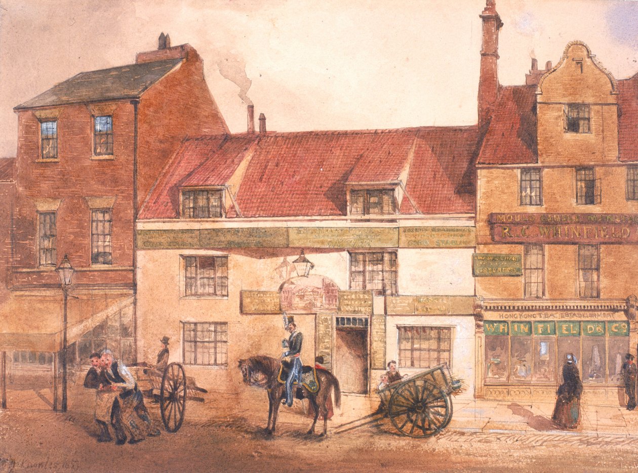 The White Horse Inn, Pilgrim Street (gövde rengi, kalem ve kağıt üzerinde tuvalet) by William Henry Knowles