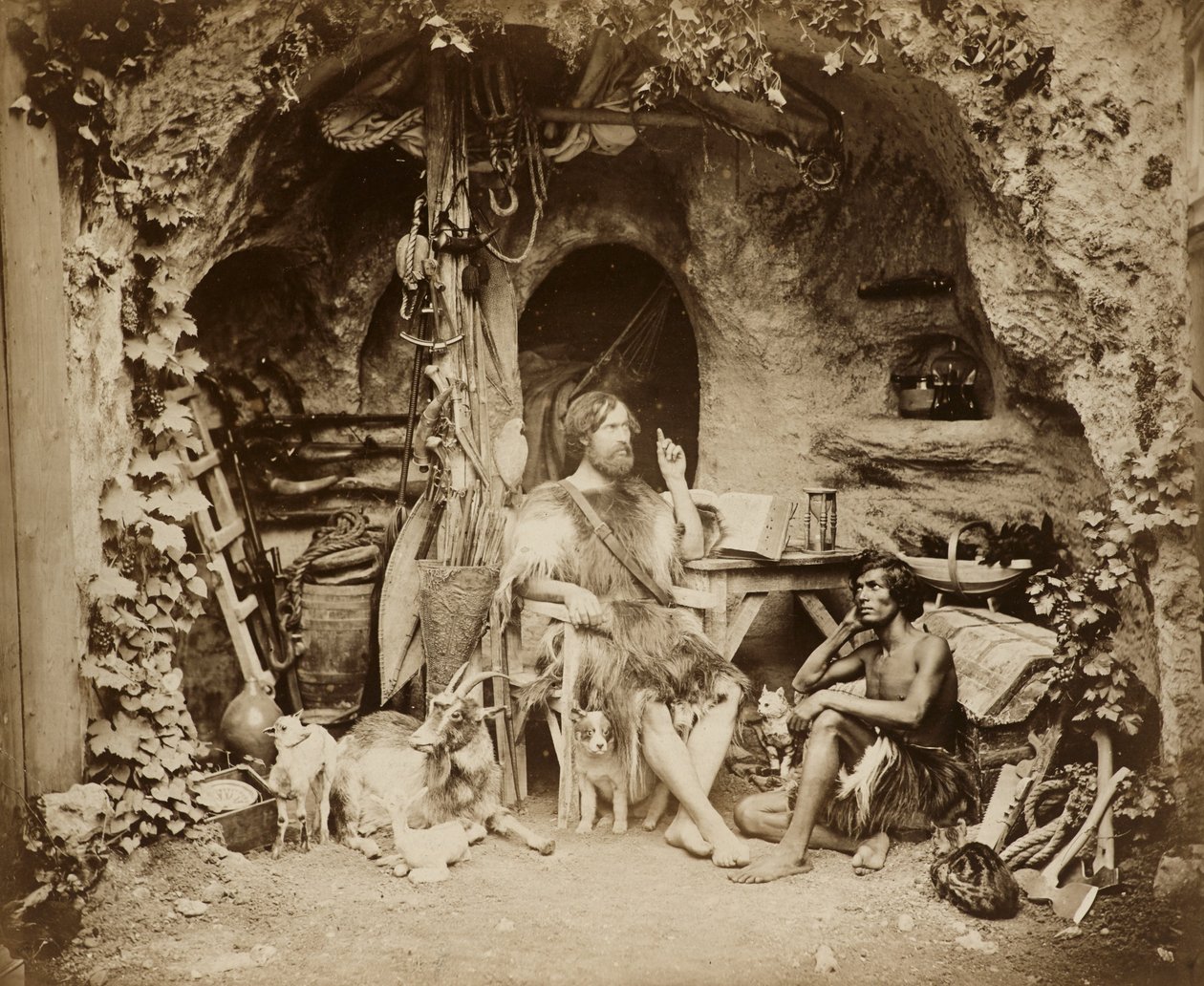 Robinson Crusoe, c.1856 (cam negatiften gümüş albüm baskısı) by William Henry Lake Price