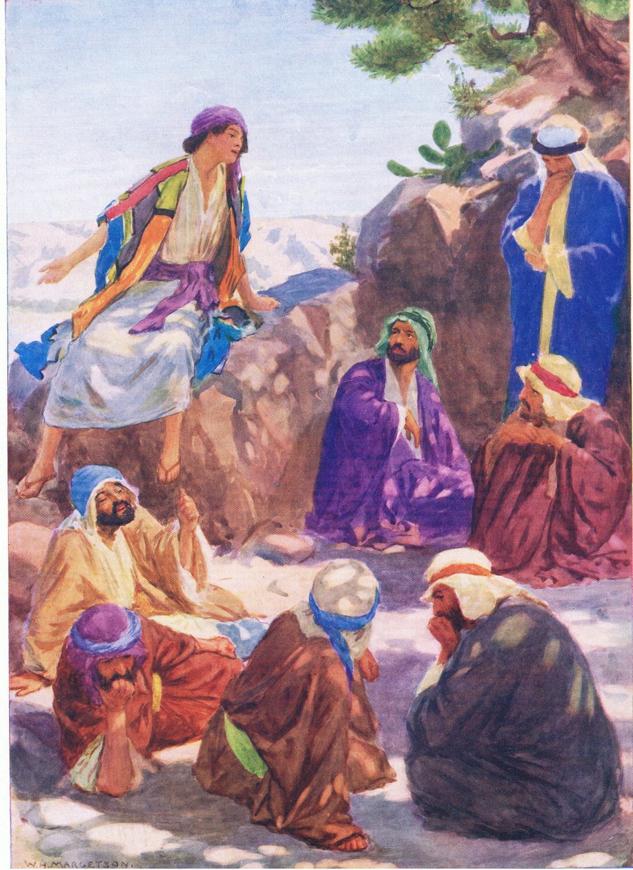 Joseph rüyasını anlatıyor, Thomas Nelson tarafından yayınlanan İncil Resimli Kitaptan, c.1950 by William Henry Margetson