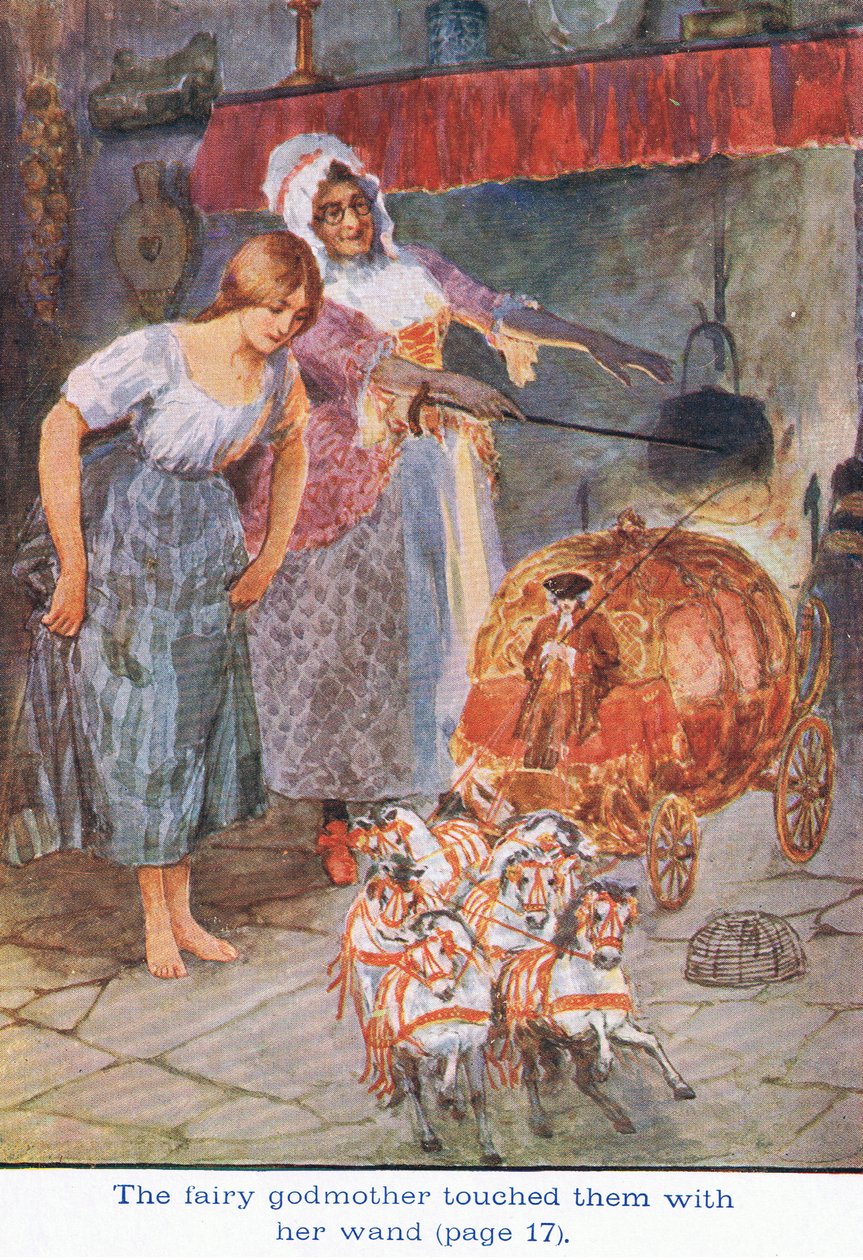 Peri Vaftiz Anası onlara asasıyla dokundu, Külkedisi, 1925 by William Henry Margetson