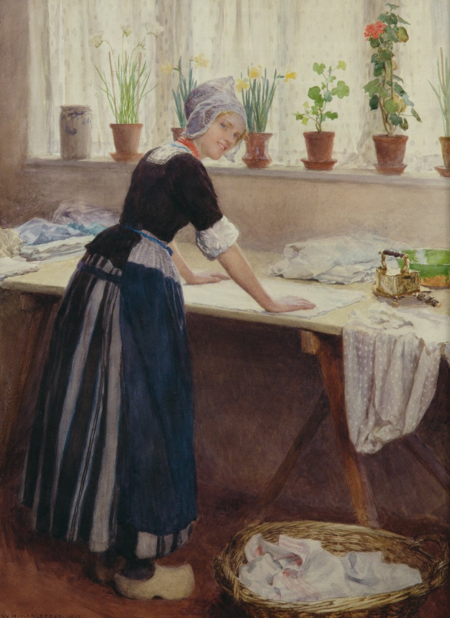 The Laundry Maid, 1915 (kağıt üzerinde wc) by William Henry Margetson