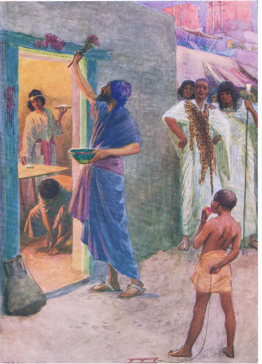 Thomas Nelson tarafından yayınlanan İncil Resimli Kitaptan ilk Fısıh, 1950 dolayları by William Henry Margetson