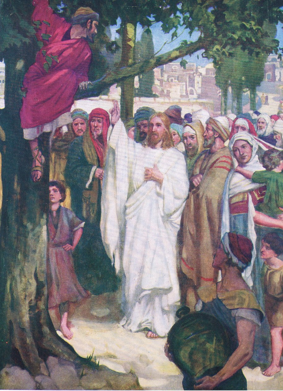 Zacchaeus, Thomas Nelson tarafından yayınlanan İncil Resimli Kitaptan, c.1950 by William Henry Margetson