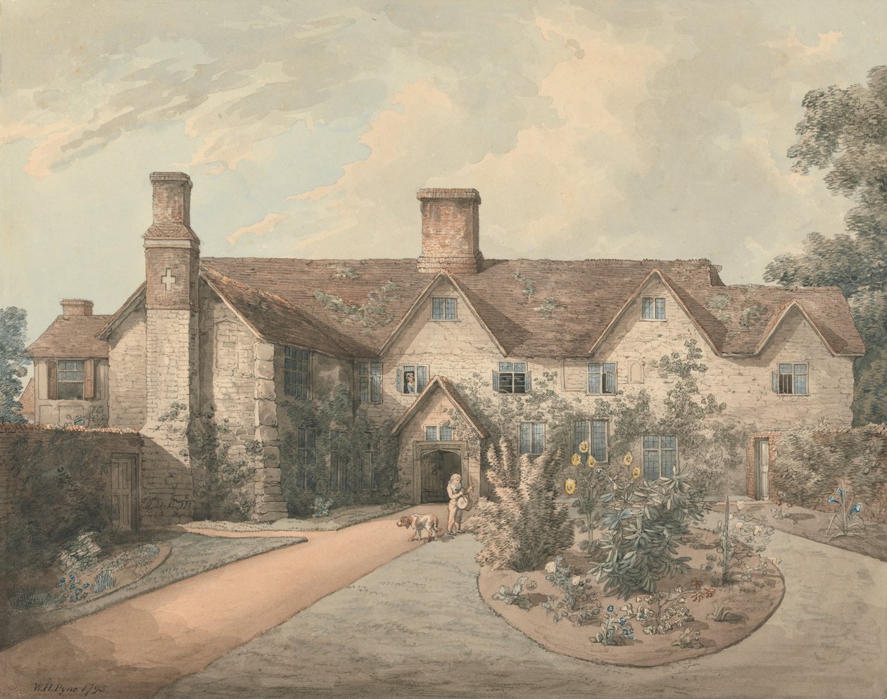 Bir Kır Evi'nin Bahçesinde Davul Çalan Bir Çocuk by William Henry Pyne