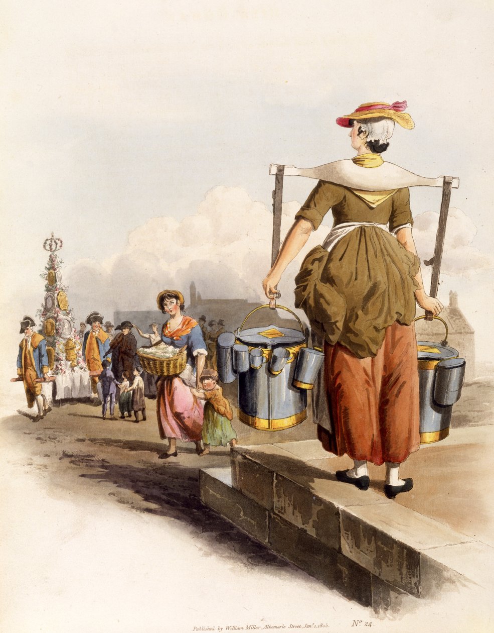 The Costumes of Great Britain, pub'dan bir Sütçü Kız. Henry Miller, 1805 (el boyaması) by William Henry Pyne