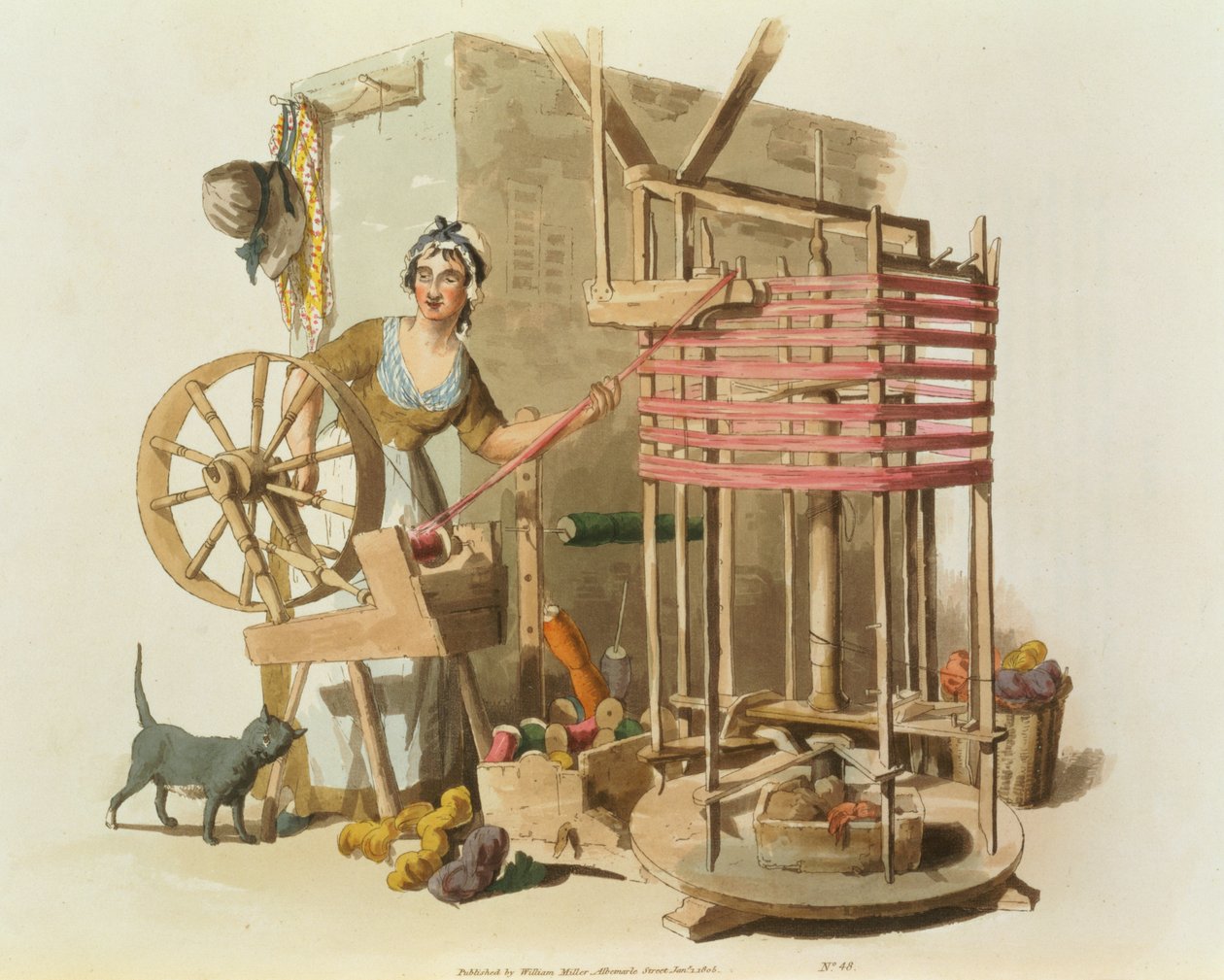 Bir Kadın Yün Skeiner, sanatçı tarafından oyulmuş, 1808 (aquatint) by William Henry Pyne