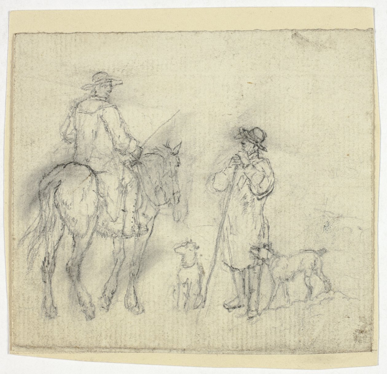 Köpekli Adam ve Atlı Bir Başkası by William Henry Pyne