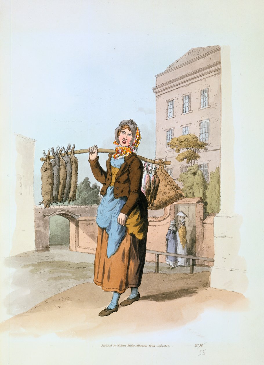 Tavşan satıcısı, 1808 by William Henry Pyne