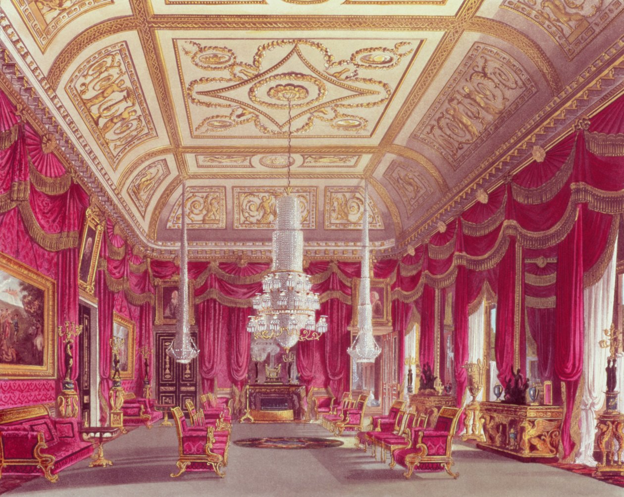 The Crimson Drawing Room, Carlton House, Pyne