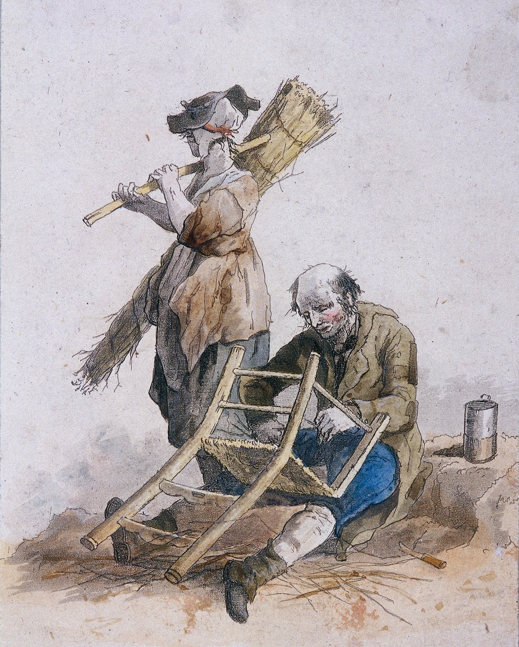 İki sandalye tamircisi, Taşra Karakterleri, 1804 by William Henry Pyne