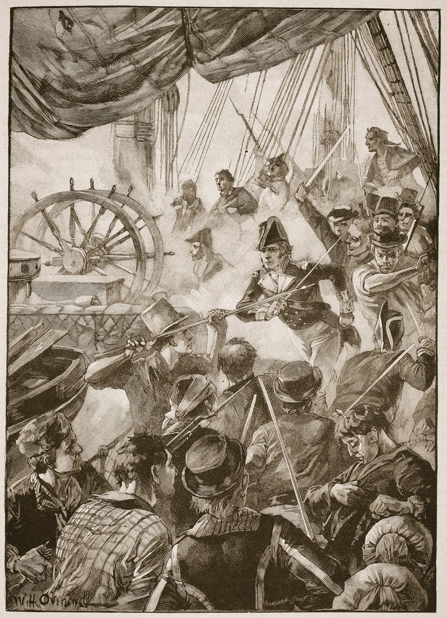 Mürettebatın yaklaşık otuzu küçük bir direniş gösterisi yaptı, Archibald Forbes, G.A. Henry ve Binbaşı Arthur Griffiths by William Heysham Overend