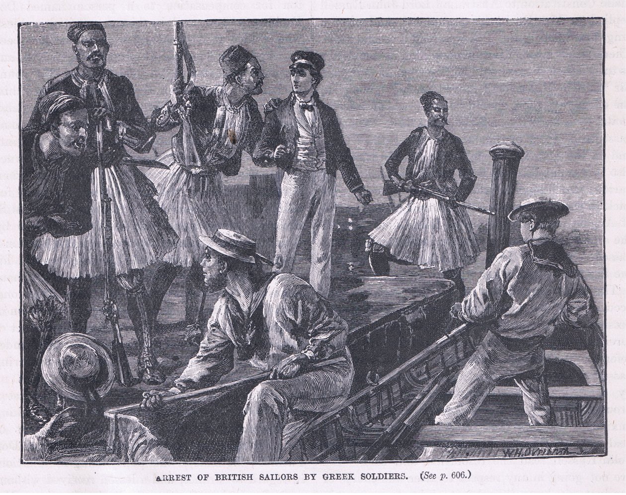 MS 1850'de Yunan askerleri tarafından İngiliz denizcilerin tutuklanması by William Heysham Overend