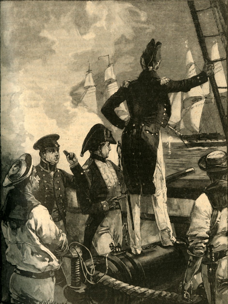Kaptan William Walpole, Saldanhas Dükü gemilerini durduruyor, Liberal Wars, 1829 c1890. by William Heysham Overend
