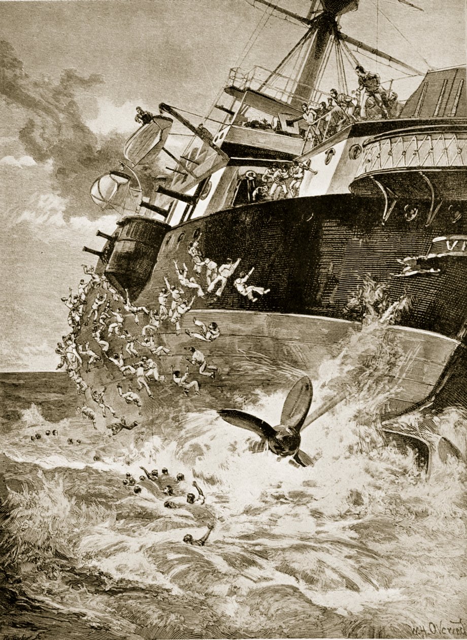 HMS ವಿಕ್ಟೋರಿಯಾ ಕ್ಯಾಪ್ಸೈಸಿಂಗ್, 22ನೇ ಜೂನ್ 1893 ಟರ್ಕ್ by William Heysham Overend