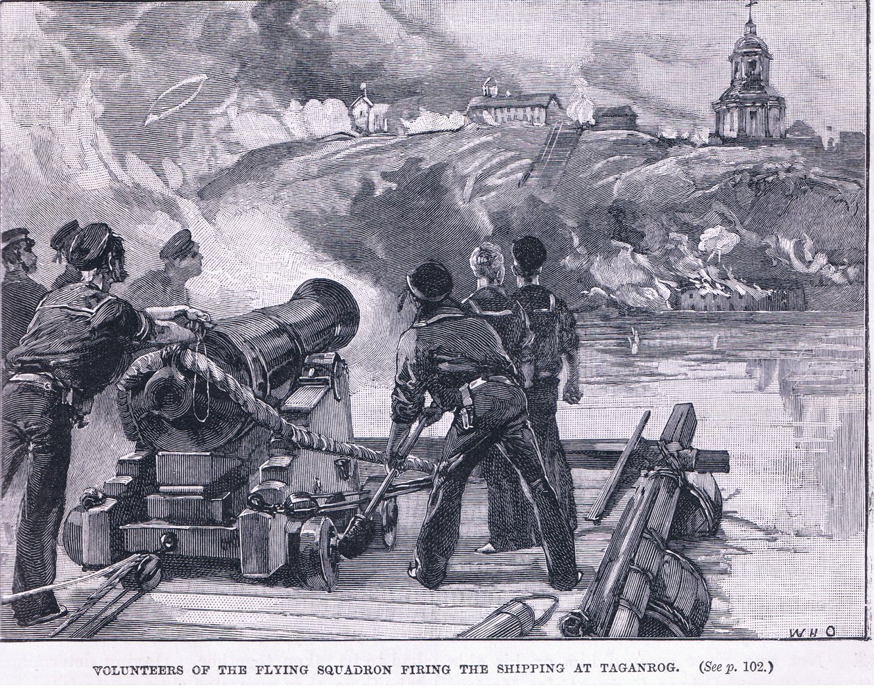 MS 1855'te Taganrog'da gemiye ateş açan uçan filo gönüllüleri by William Heysham Overend