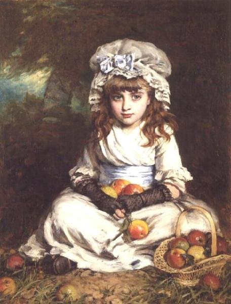 Elinde Elma Sepeti Olan Mafya Şapkalı Küçük Bir Kız by William Hippon Gadsby