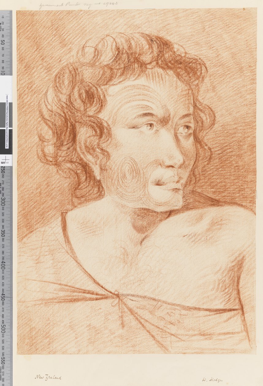 Sayfa 32b Yeni Zelanda Maori Portresi, 1768-75 (kırmızı tebeşir) by William Hodges
