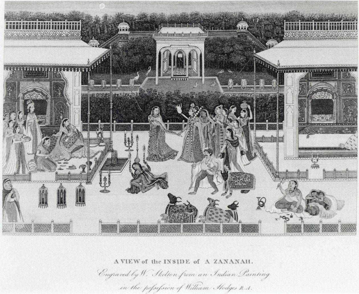 William Skelton (1763-1848) tarafından oyulmuş bir Zananah'ın içinin görünümü by William Hodges