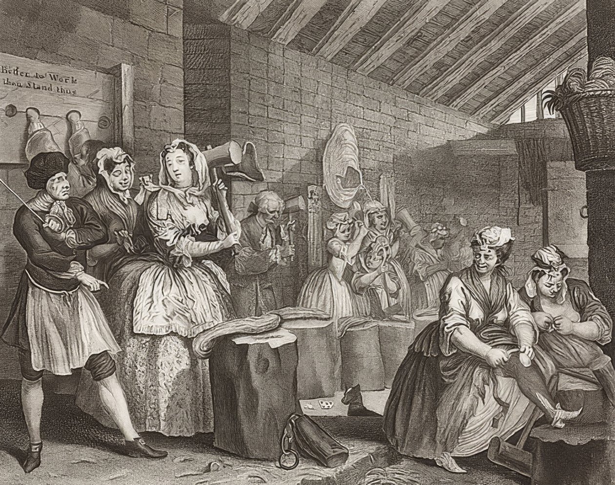Bir Fahişenin Gelişimi / Bir Fahişenin Yolu, Sayfa 4: Im Zuchthaus. 1732 by William Hogarth