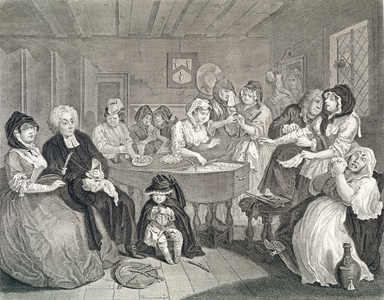 Bir Fahişenin İlerlemesi, Plaka Altı: Cenaze, gravür ve gravür) by William Hogarth