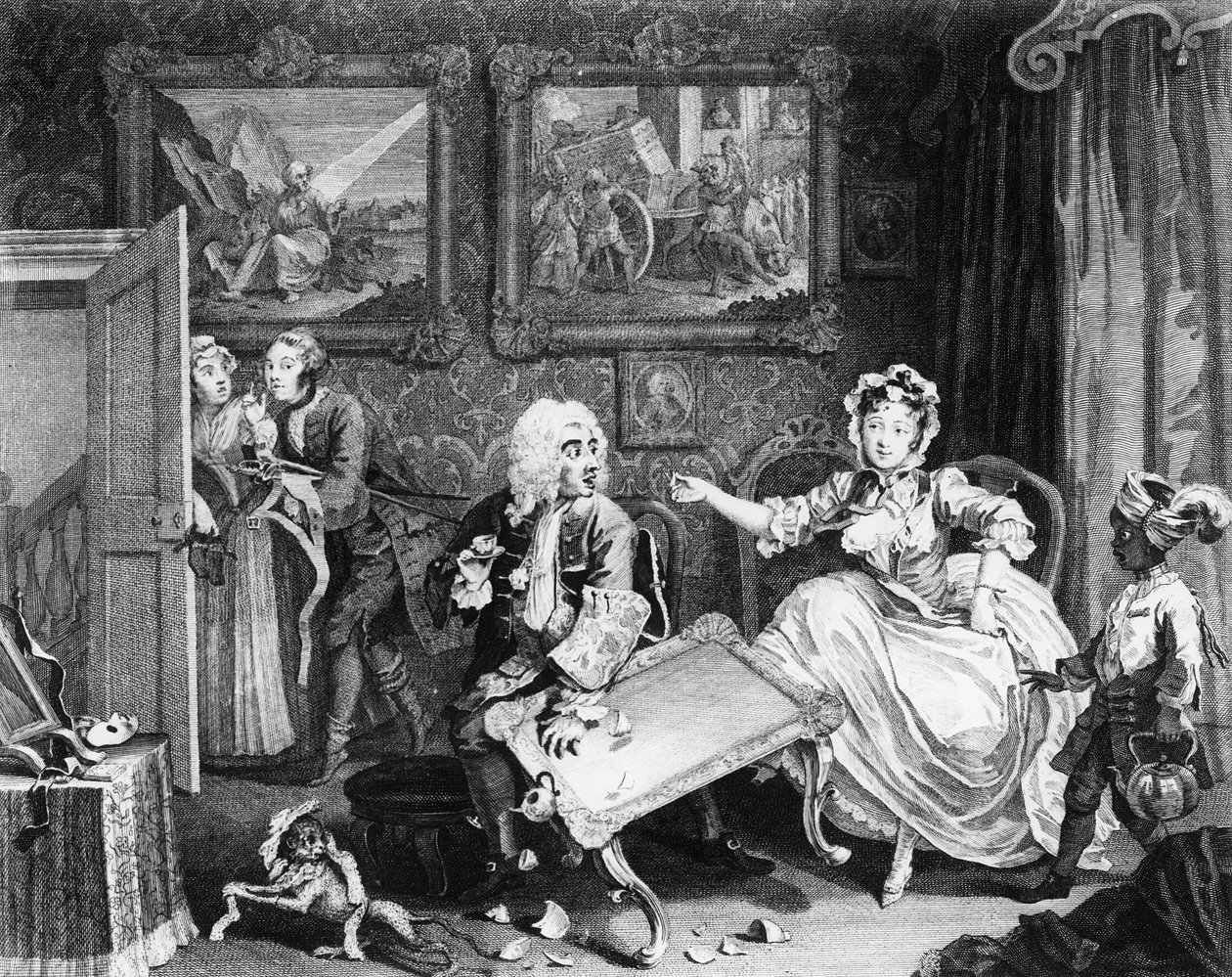 Bir Fahişenin İlerlemesi, levha II, Yahudi Koruyucusu ile Kavgalar by William Hogarth