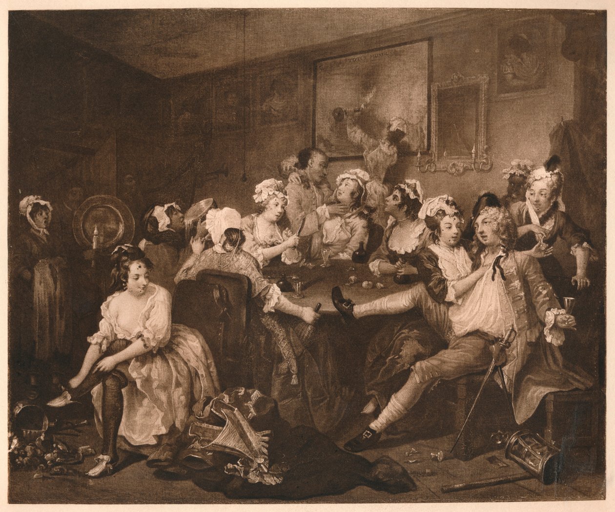 A Rakes Progress - 3: The Orgy, 1733. by William Hogarth