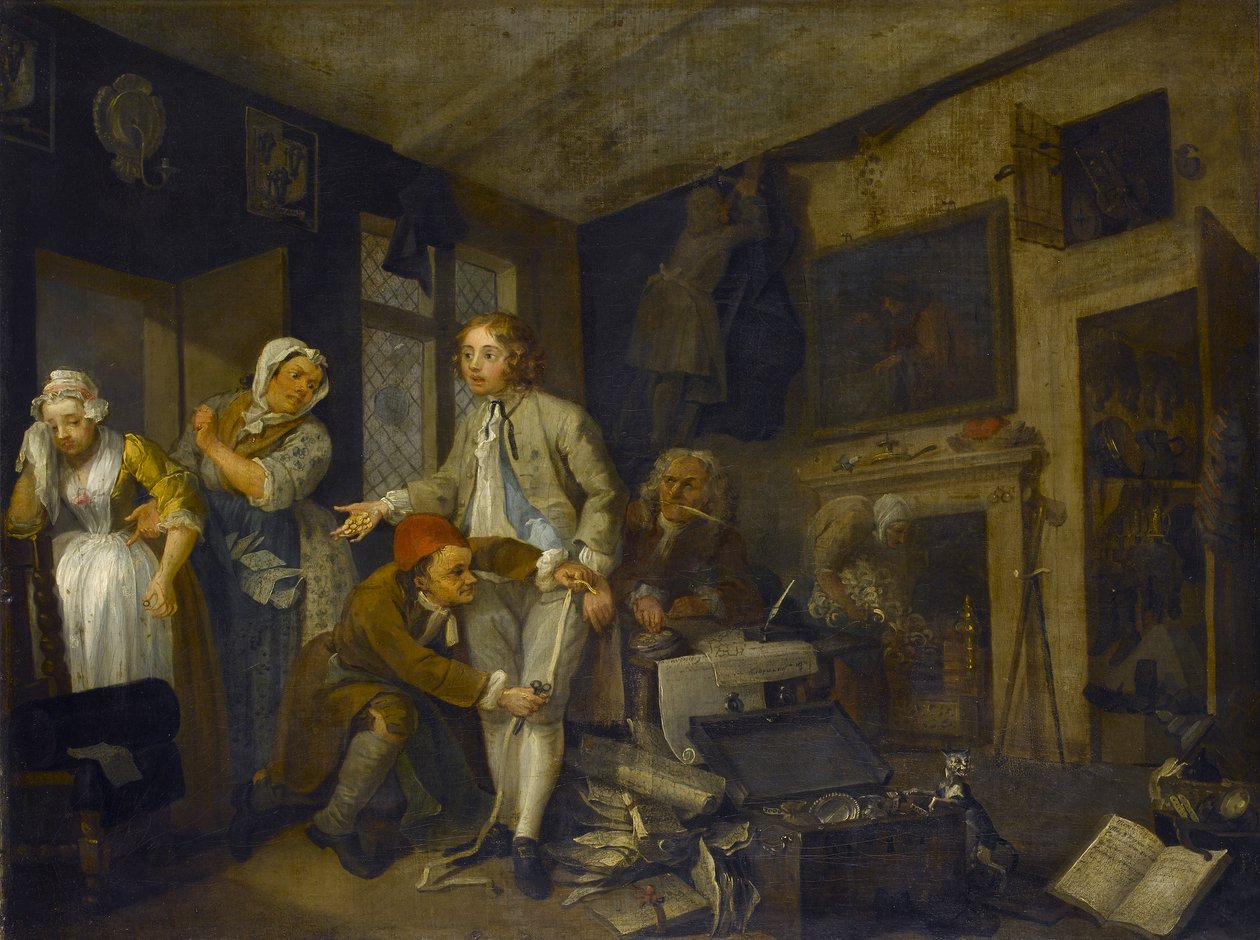 Bir Rake'in İlerlemesi I: Malikânesini Ele Geçiren Rake, 1733 by William Hogarth