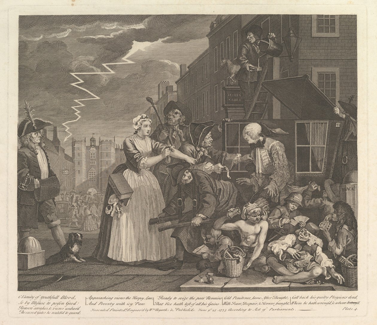 A Rakes Progress, Levha 4, 25 Haziran 1735. by William Hogarth