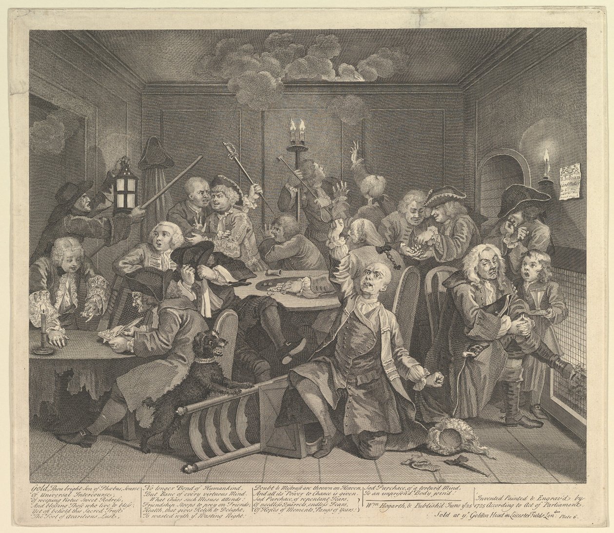 A Rakes Progress, Plaka 6, 25 Haziran 1735. by William Hogarth