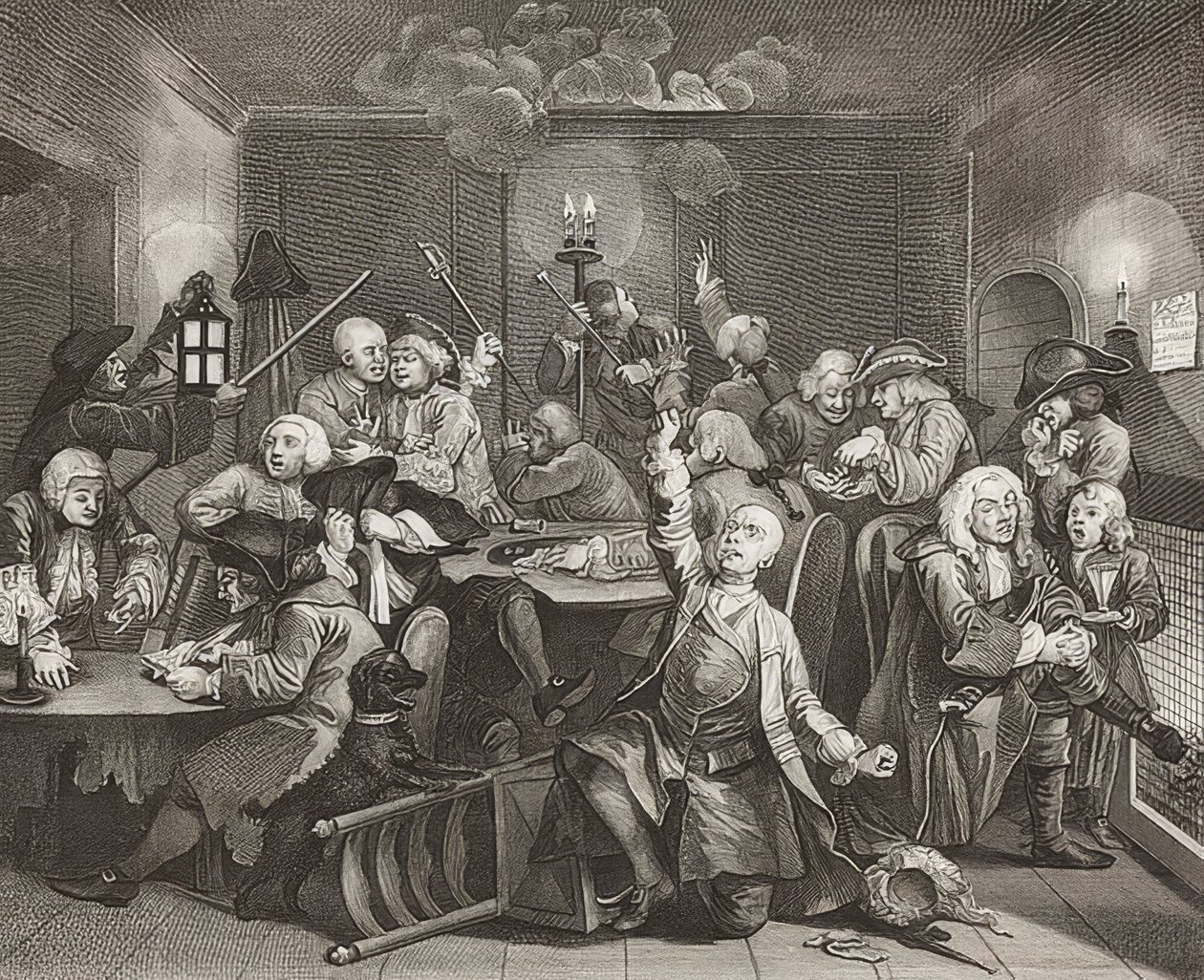 S İlerleme, Plaka 6: Bir Oyun Evinde Komisyon / Der Weg eines Liederlichen, Blatt 6: Tom Rakewell kumarhanede. 1735 by William Hogarth