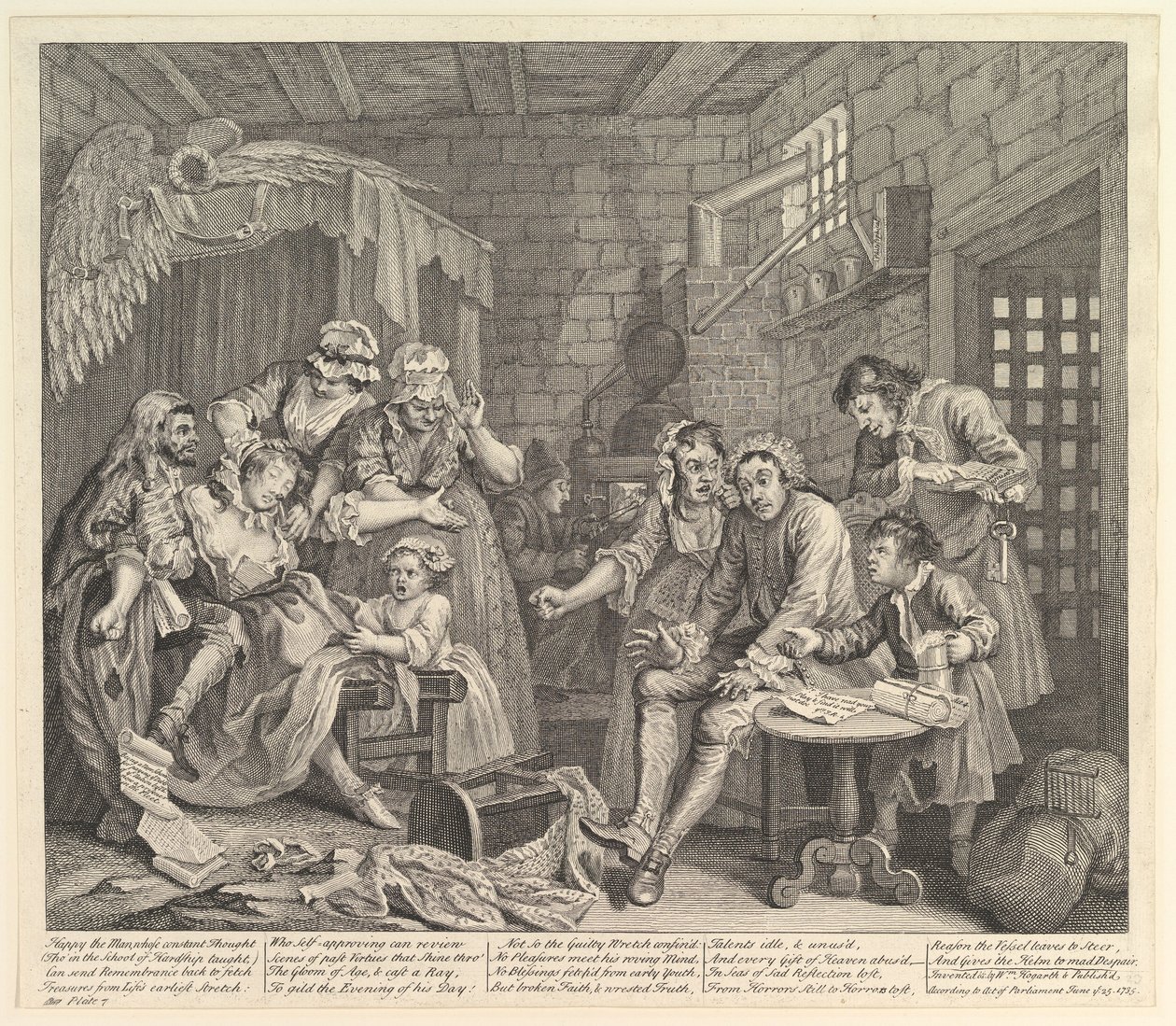 A Rakes Progress, Levha 7, 25 Haziran 1735. by William Hogarth