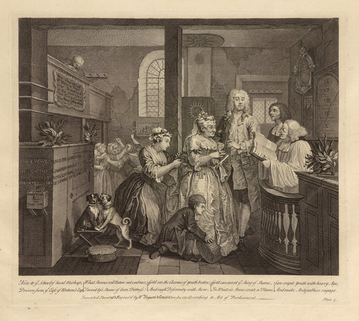 A Rake's Progress, Levha V, Haziran 1735 (yayılmış kağıt üzerine gravür ve gravür, durum i) by William Hogarth