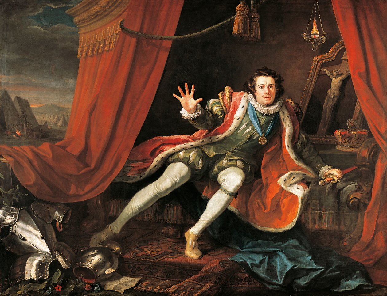 Oyuncu David Garrick (1717-1779), Richard III, William Shakespeare (1564-1616), William Hogarth (1697-1764), tuval üzerine yağlı boya by William Hogarth