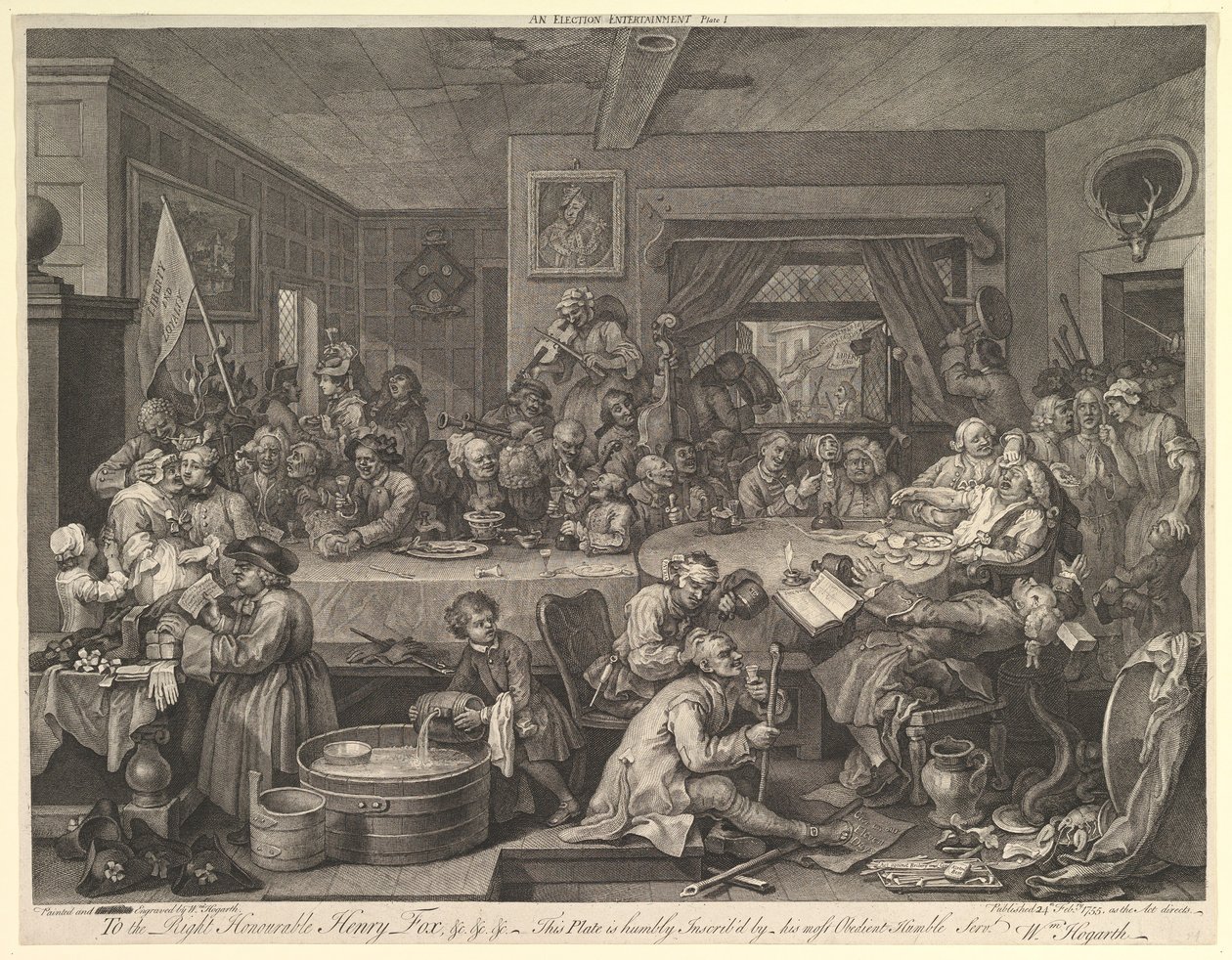 Bir Seçim Eğlencesi, Levha I: Bir Seçimden Dört Baskı, Şubat 1755. by William Hogarth
