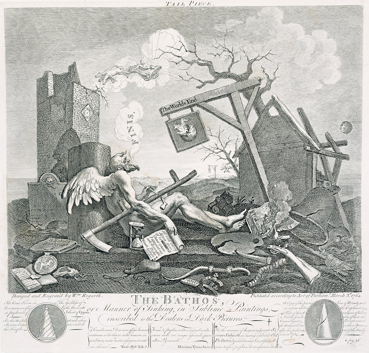 Bathos, Batma Şekli, Karanlık Resimlerde Bayilere Yazılı Yüce Tablolarda, 1764 (gravür ve gravür) by William Hogarth