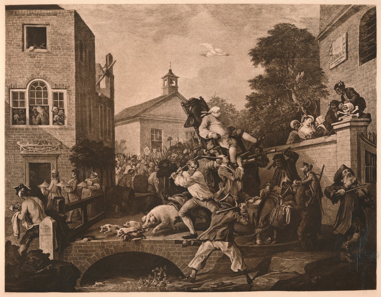 Üyelere Başkanlık Etmek, Bir Seçimin Mizahlarından Levha IV, 1757 by William Hogarth