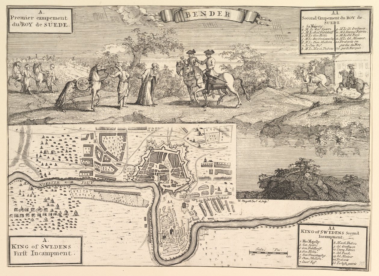 Charles XII, Bender Aubry de La Mottrayes Avrupa, Asya ve içine seyahatler..., 1723-24. by William Hogarth