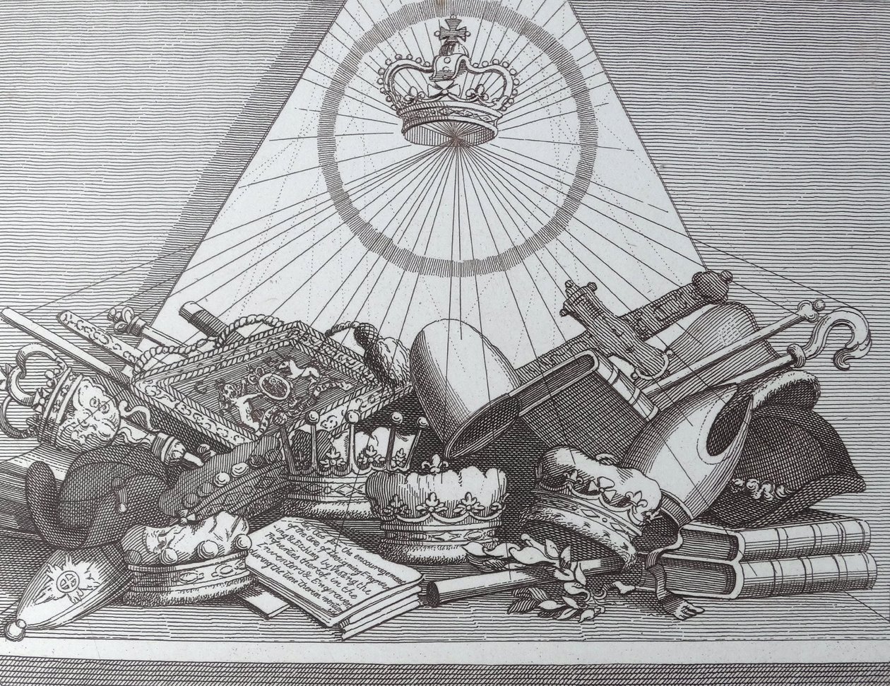 Taç, Mitres, Maces, vb by William Hogarth