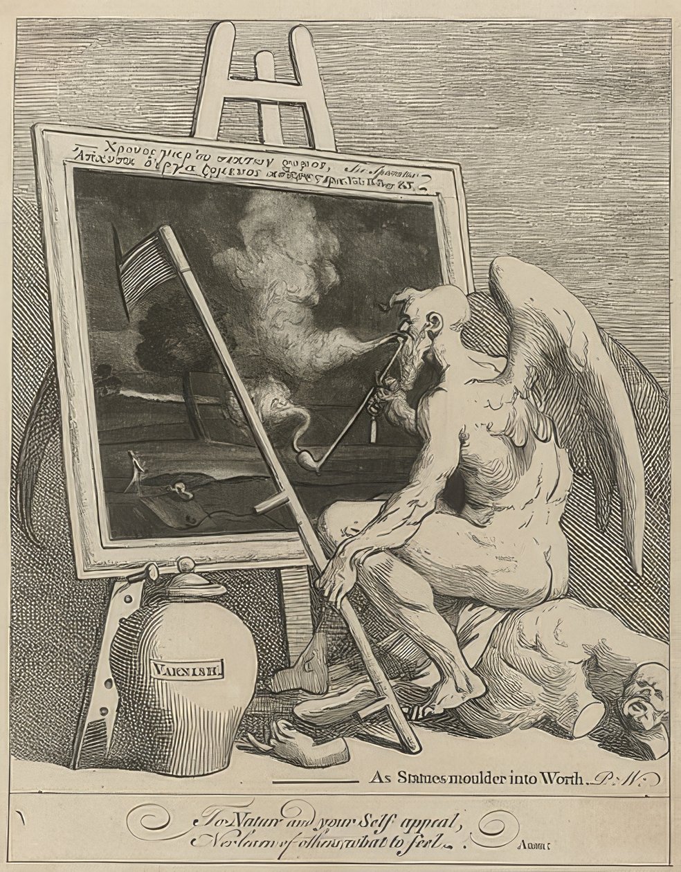 Zaman tanrısı bir tablo tüttürür (Resim İçen Zaman). 1761 by William Hogarth