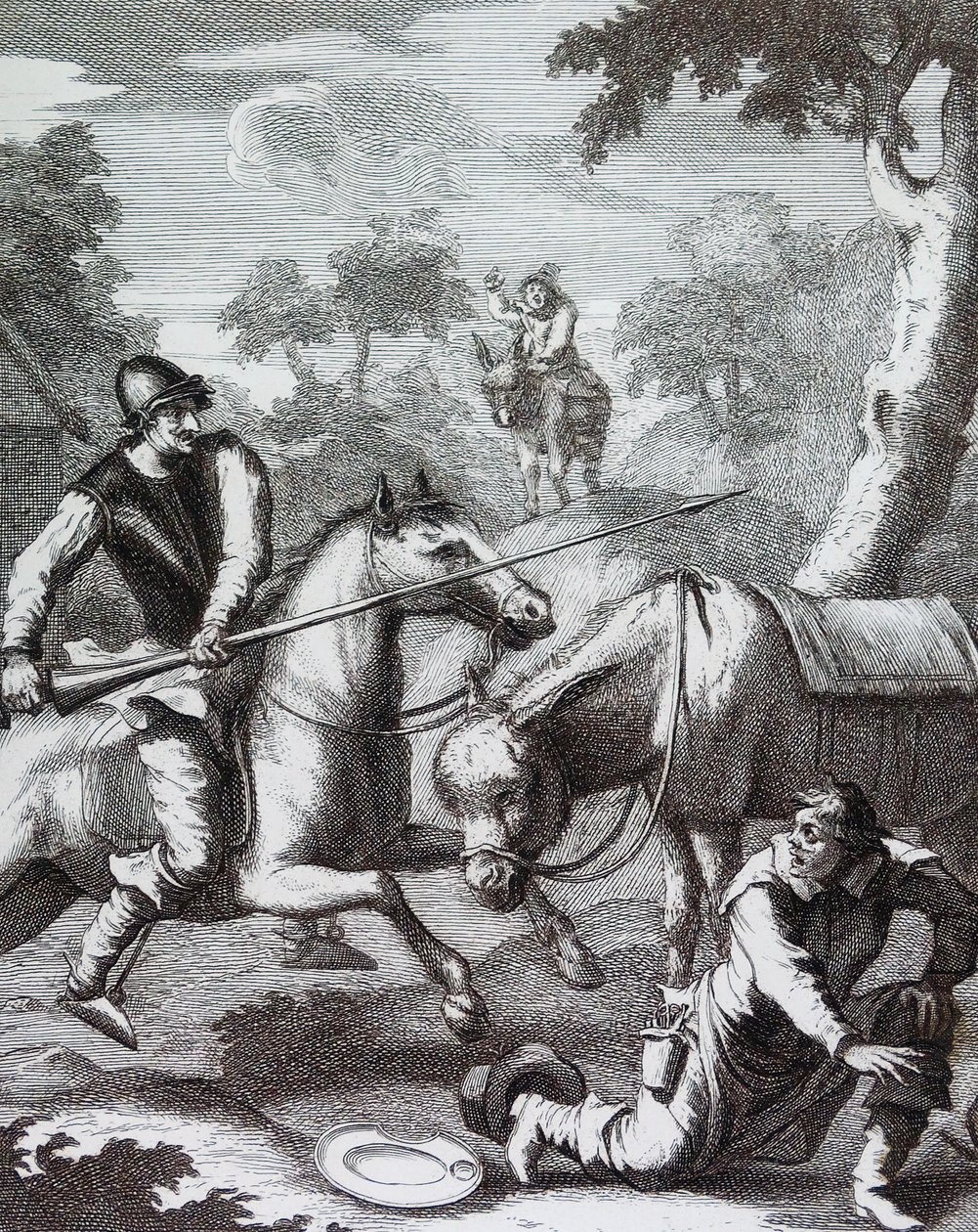 Don Kişot, Mambrino'nun Miğferi İçin Berberin Basonunu Ele Geçirdi' by William Hogarth