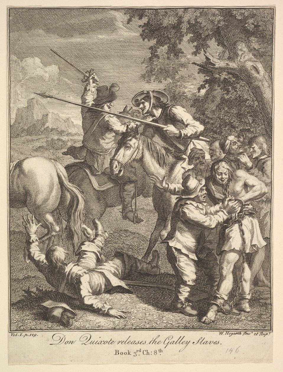 Don Kişot, 1756 veya sonrası için Don Kişot için Kadırga Köleleri Altı İllüstrasyonu yayınladı. by William Hogarth