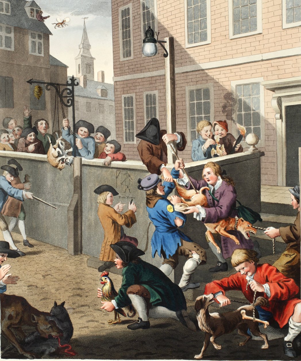 Zulümün İlk Aşaması, 'Hogarth Restore Edildi: Ünlü William Hogarth'ın Bütün Eserleri, Thomas Cook tarafından yeniden oyulmuş', pub'dan çizim. 1812 (el boyaması gravür) by William Hogarth