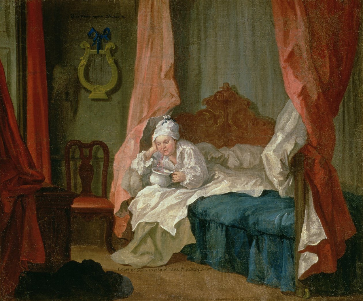 Francis Matthew Schutz Yatağında, c.1755-60 by William Hogarth