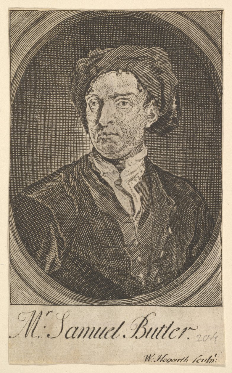 Frontispiece Portresi Samuel Butlers Hudibras için On Yedi Küçük Resim, Nisan 1726. by William Hogarth