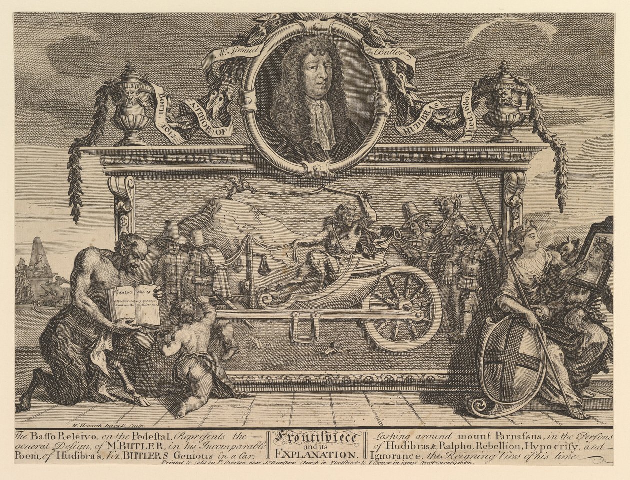 Frontispiece ve Açıklaması: Samuel Butler için On İki Büyük Resim..., Şubat 1725-26. by William Hogarth