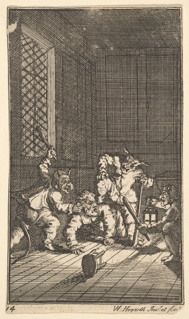 Hudibras, Samuel Butlers için On Yedi Küçük İlüstrasyon Kurdu Hudibras, no. 14, 1721-26. by William Hogarth